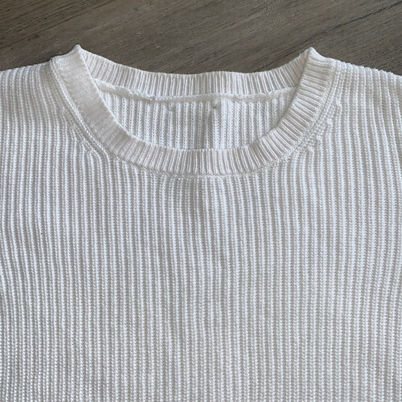 Michael Kors White Ribbed Sweater With Gold Tie Detail Medium - Picture 3 of 10